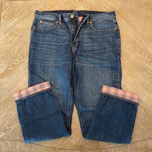 Mens J Crew Flannel Lined Jeans 33x30 The Sutton